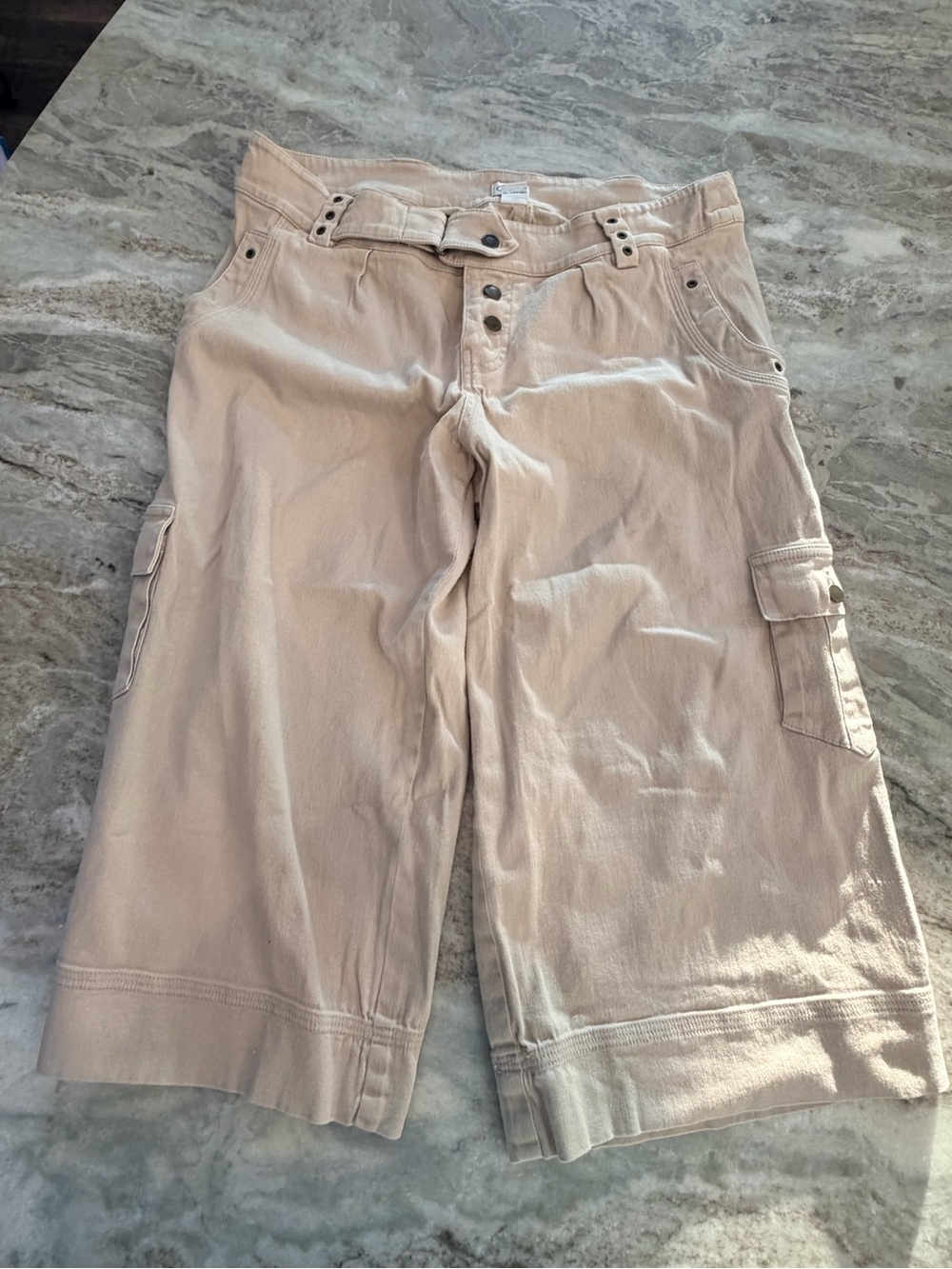 Cache Y2K Cargo Gaucho Capri Pants Blush Utility Wide Leg Size 12